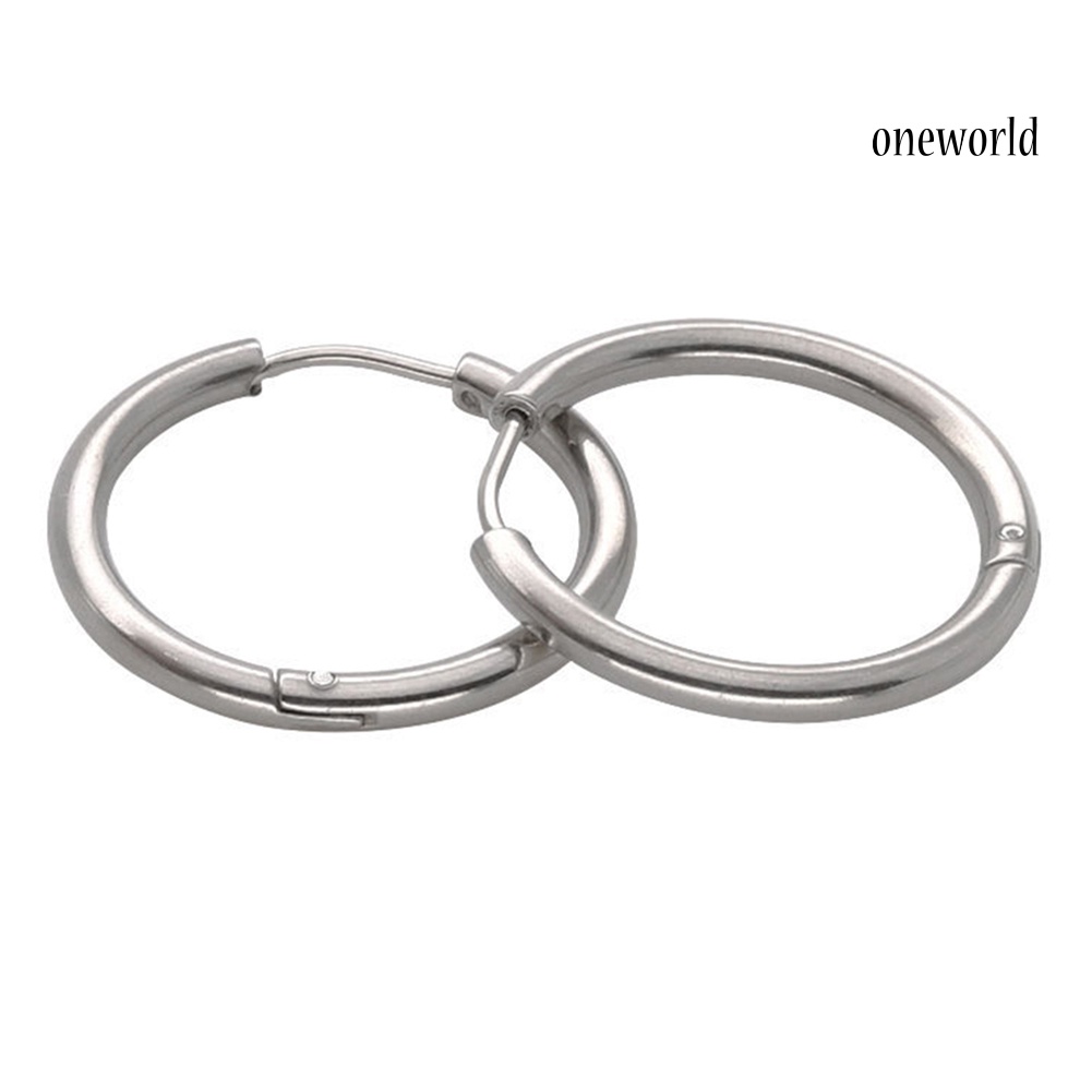 OW@ 1 Pair Stainless Steel Fashion Punk Unisex Ear Hoop Circle Earrings Jewelry Gift