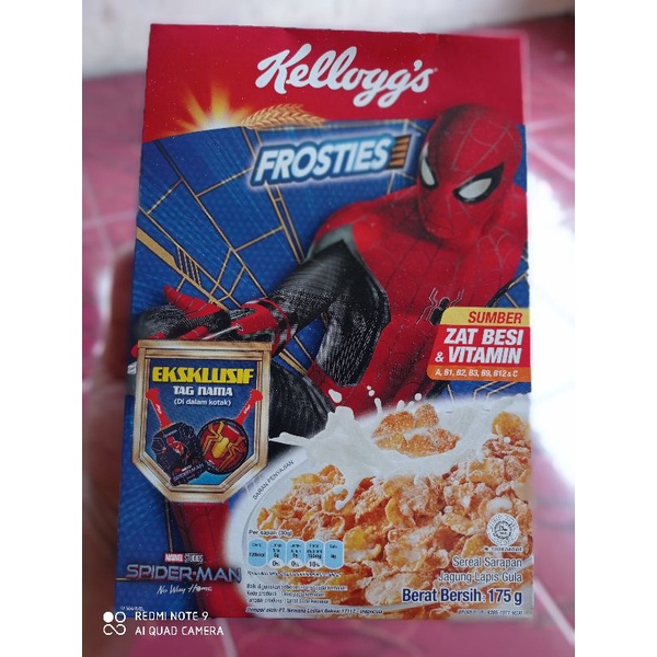 

Kellogg's Breakfast Cereal Frosties 175g HALAL GRATIS Spiderman Bag Tag