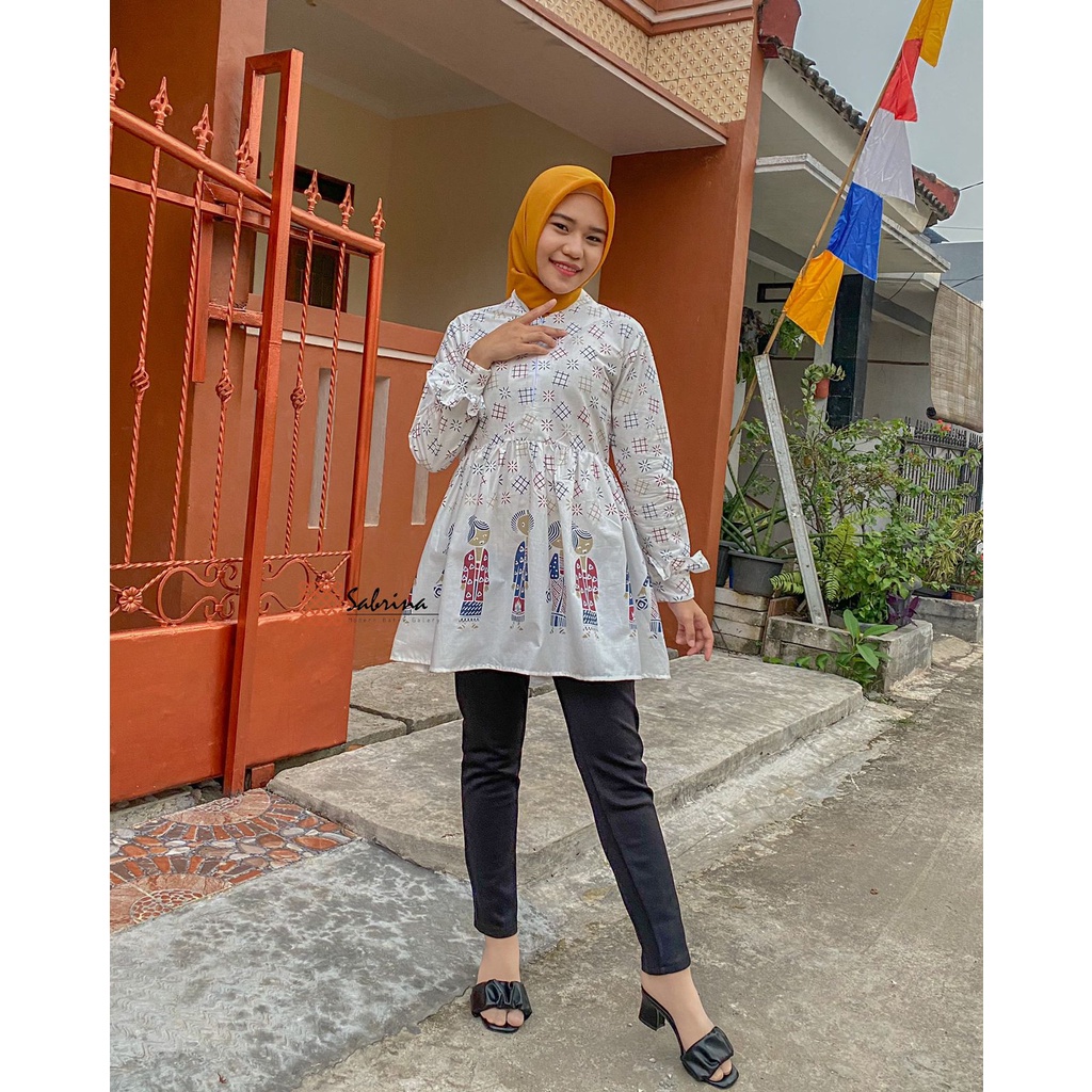 Lukita Blouse Atasan Batik Kerja Kantor Wanita Cewek Modis Kekinian Modern Busui Friendly