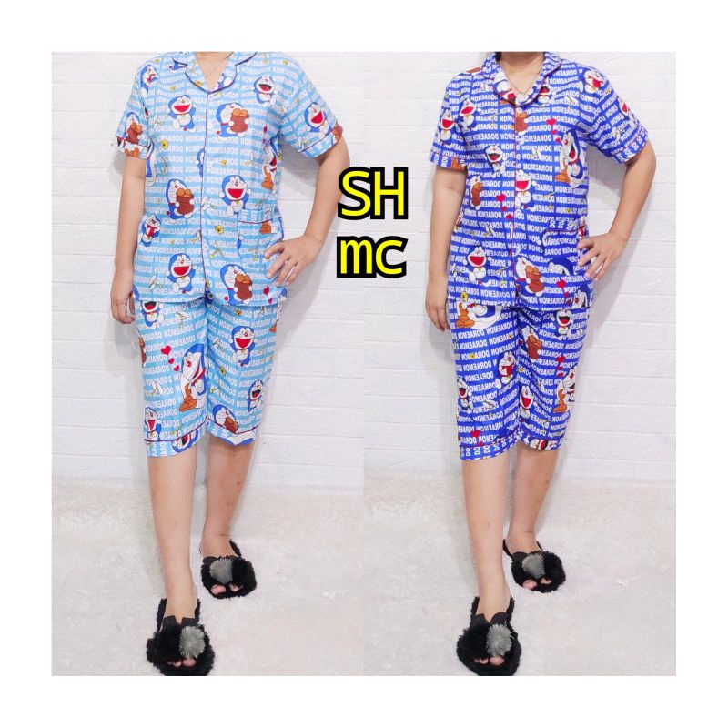 Baju Tidur Piyama Wanita Motif Bts Pajamas Katun  / Baju Tidur setelan Wanita Embos PP CP 3/4 Daster JUmbo 3 In 1 Terbaru Bigsize Kekiniaan