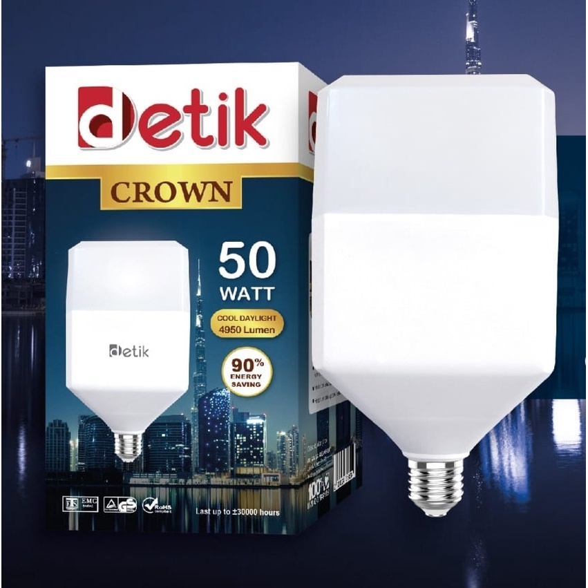 Detik Crown Lampu LED Bulb Kotak 50 Watt - Cahaya Putih