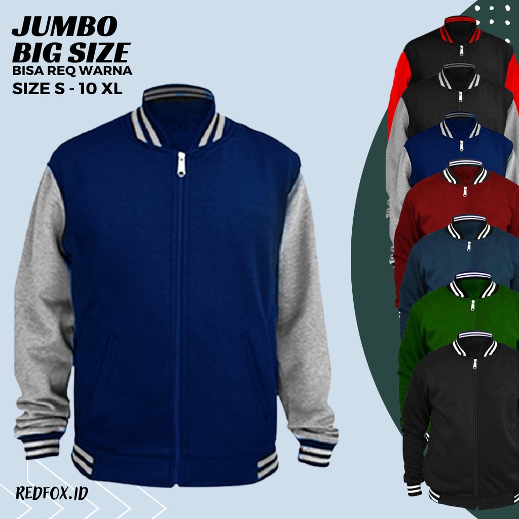 Jaket Base Ball Basebal Varsity Premium Terbaru Import Impor Motif Polos Kancing Big size Jumbo LD 8