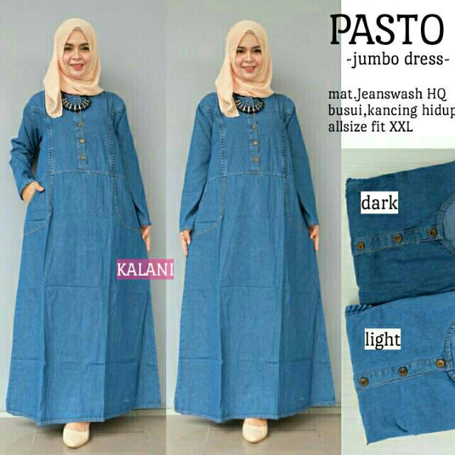 Gamis Jumbo Xxl Jeans Pasto Maxi Dress Murah Gamis Jeans Jumbo