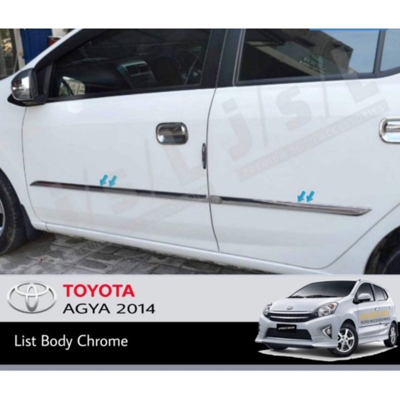 Toyota Agya/Ayla Liist Body Samping Side Body Molding Chrome