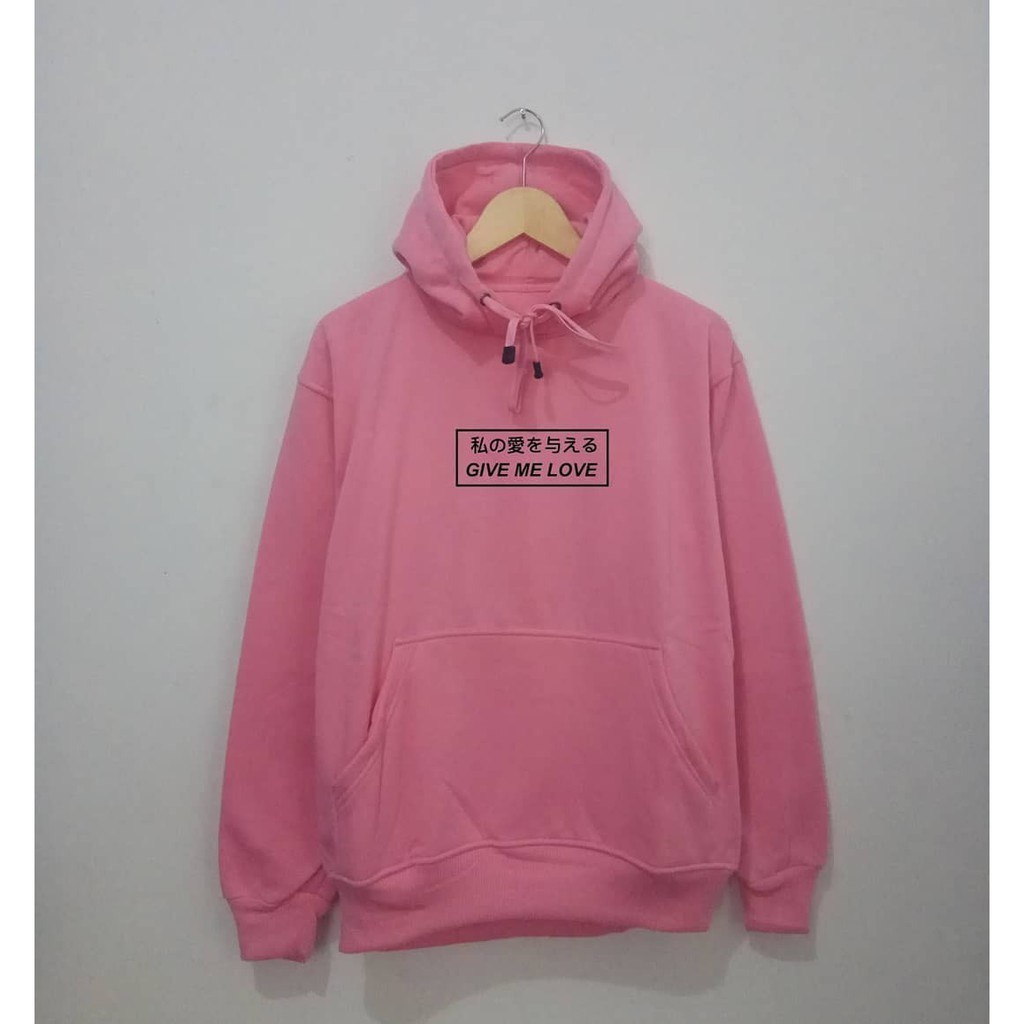 Sweater Hoodie Pria/cewek GIVE ME LOVE Pink/Sweater Hoodie Distro/Sweater Murah/Hoodie Alwiistore