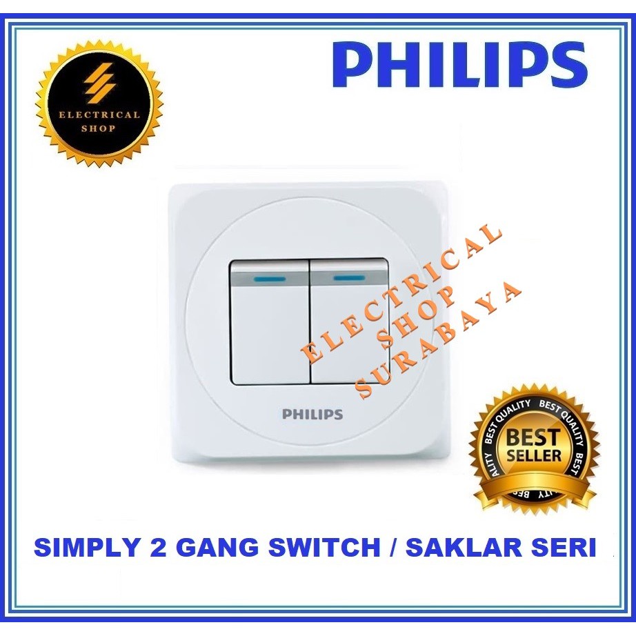 PHILIPS SIMPLY 2 GANG SWITCH IB SAKLAR SERI PUTIH (HARGA GROSIR) INBOW DOUBLE TANAM GANDA