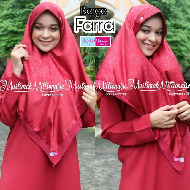 Bergo Farra - Jilbab Emboss Pastan Syari Pashmina Instan Motif Timbul Kerudung Polos Hijab Simple