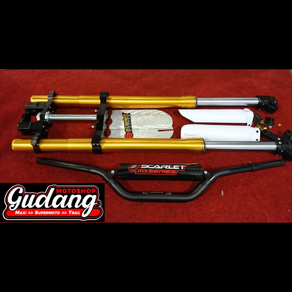 Shock Depan Upsidedown USD Double Adjuster KLX CRF 150L Full Cnc Plus Stang SCARLET MX Series