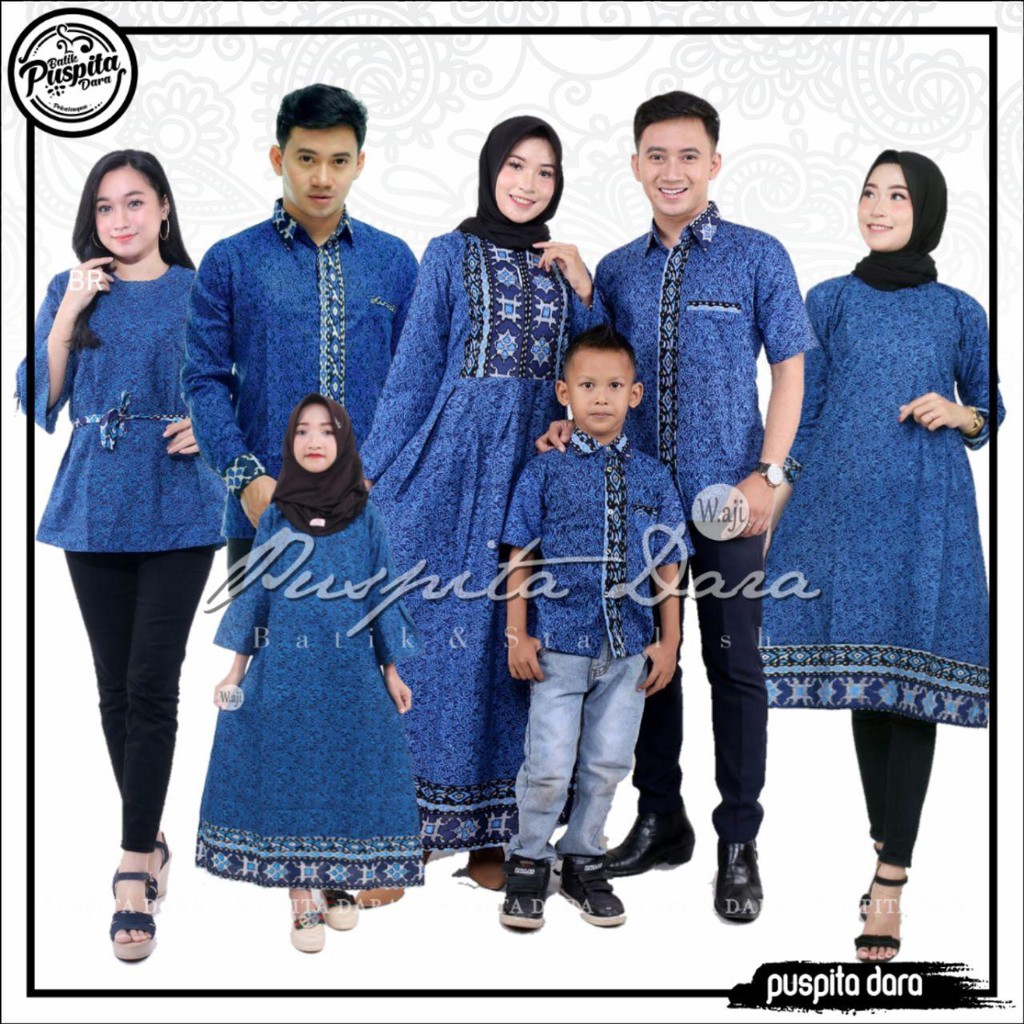 Batik Couple keluarga sania ruffle ori ndoro jowi dnt megamendung biru