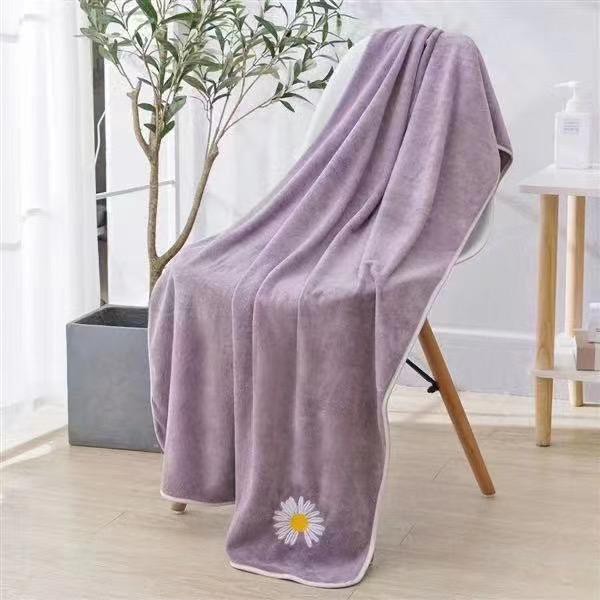 KUP - COD HANDUK MANDI BORDIR BUNGA MATAHARI  70 CMX140CM / HANDUK DEWASA / HANDUK MICROFIBER IMPORT