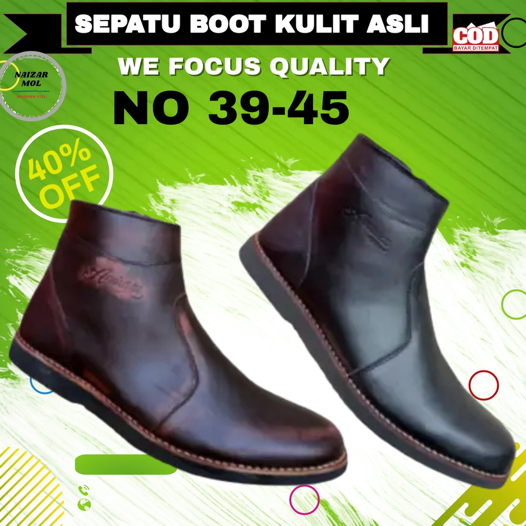 Kulit asli Sepatu fantofel Model Resleting keren sepatu laki sapatu boot kulit asli pria sepatu cowo
