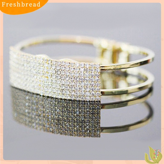 [Fresh] Gelang Bangle Cuff Kristal Bling Elegan untuk Hadiah Wanita