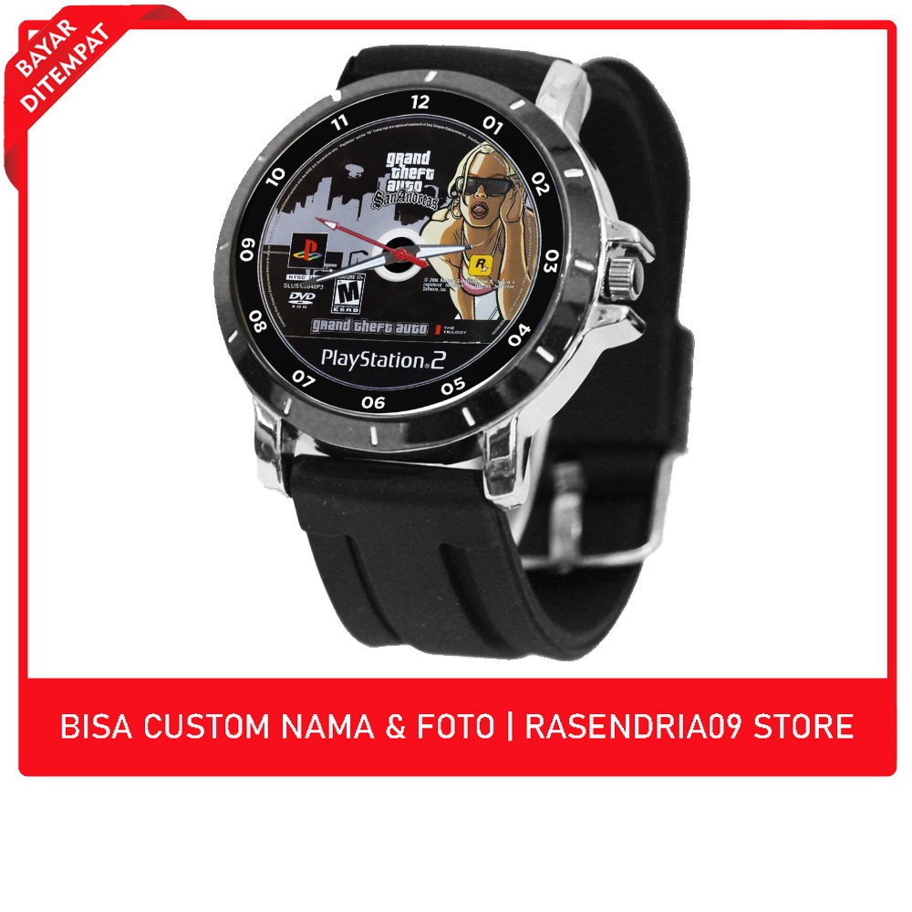 Jam Tangan Rubber Pria/Wanita | Custom CD PS2 Game GTA SAN ANDREAS II