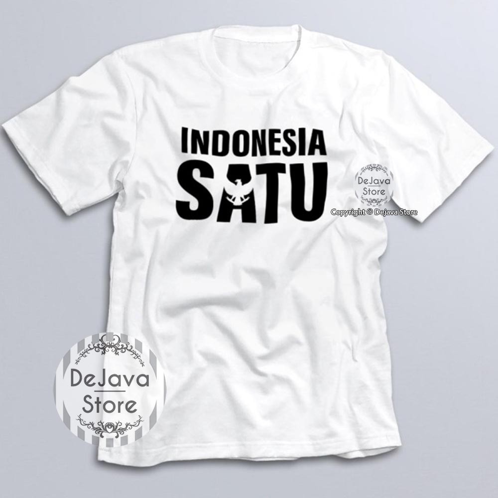 Kaos Distro Indonesia Satu Garuda Baju Kemerdekaan Agustus Cotton Combed 30s Unisex Premium | 1626-PUTIH