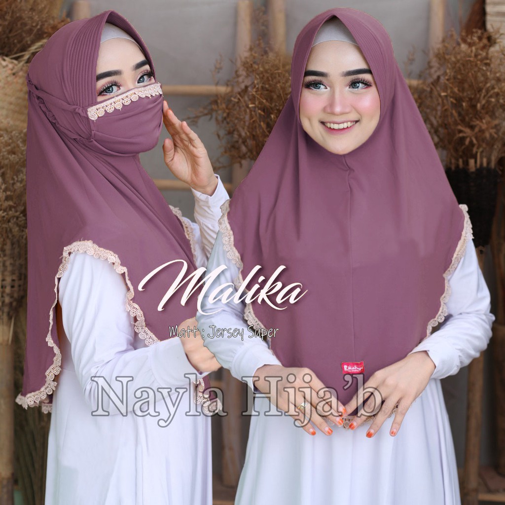 Jilbab Instan Terbaru Hijab Masker Jersey Premium  Kerudung Masker Renda Malika Termurah Nayla Hijab