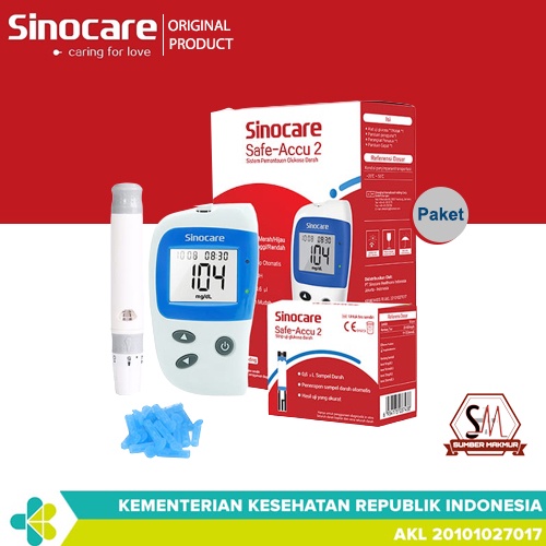 Alat Cek Gula Darah Sinocare Safe-Accu 2 (Alat, Strip &amp; Lancet)