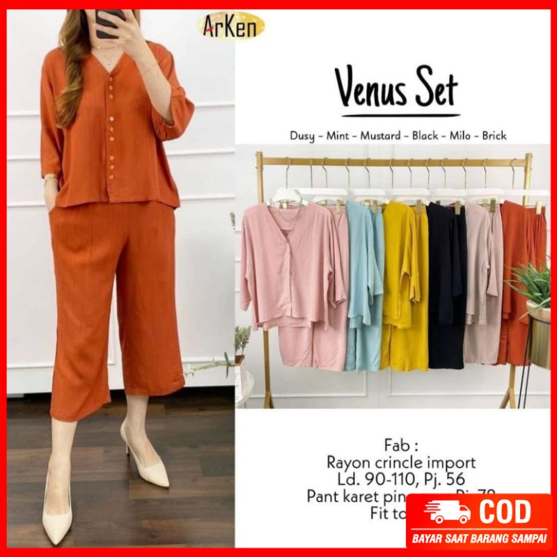 venus set cringkle premium setelan wanita polos busui