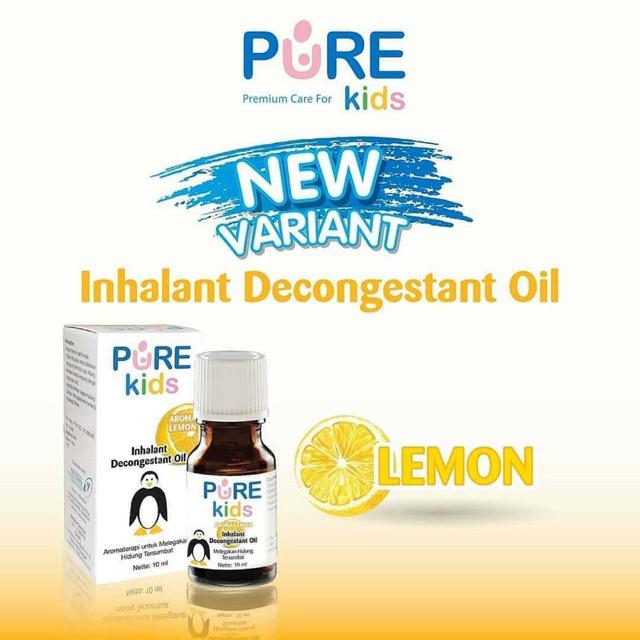 PURE Baby Kids Inhalant Decongestant Oil - Obat Pelega Hidung Tersumbat Untuk Bayi dan Anak-Lemon