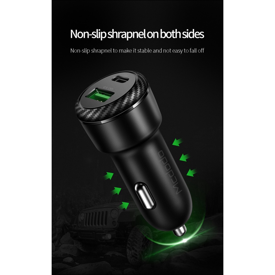 MCDODO CC-5970 Car Charger Dual Output PD + QC 3.0 36W Charger Mobil Lighter Adaptor Mobil