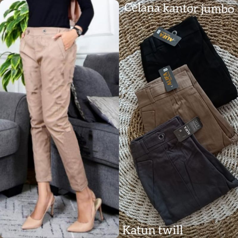 Bawahan wanita baggy pant jumbo celana kekinian Chino panjang wanita XL XXL L3 l4