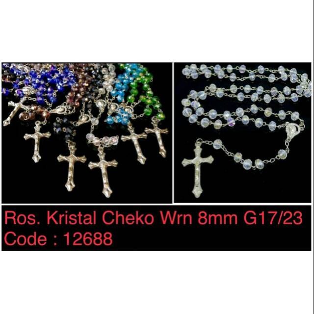 Rosario Kristal Cheko Warna 8mm-souvenir Rohani