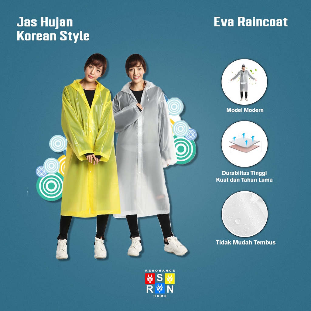 Jas Hujan Phonco Transparan Pria Wanita | Korean Raincoat | Resonance Home