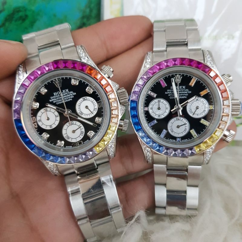 Rolex Daytona rainbow Black Dial Ring Diamond Set Box Jepan Super Clone