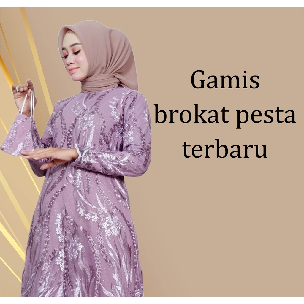 Gamis brokat tile / gamis model tingkat / gamis terbaru