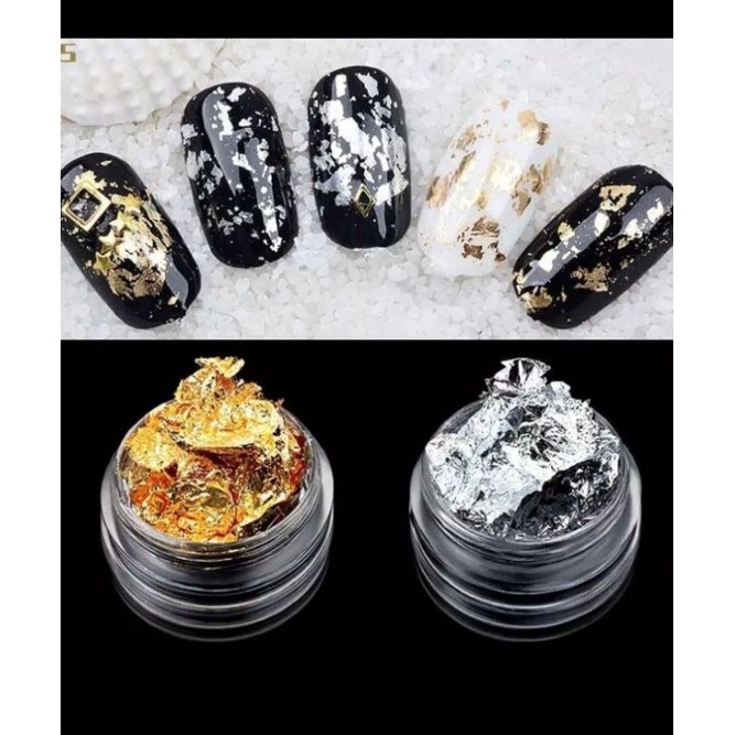 STICKER FOIL GLITTER SILVER / EMAS UNTUK NAIL ART