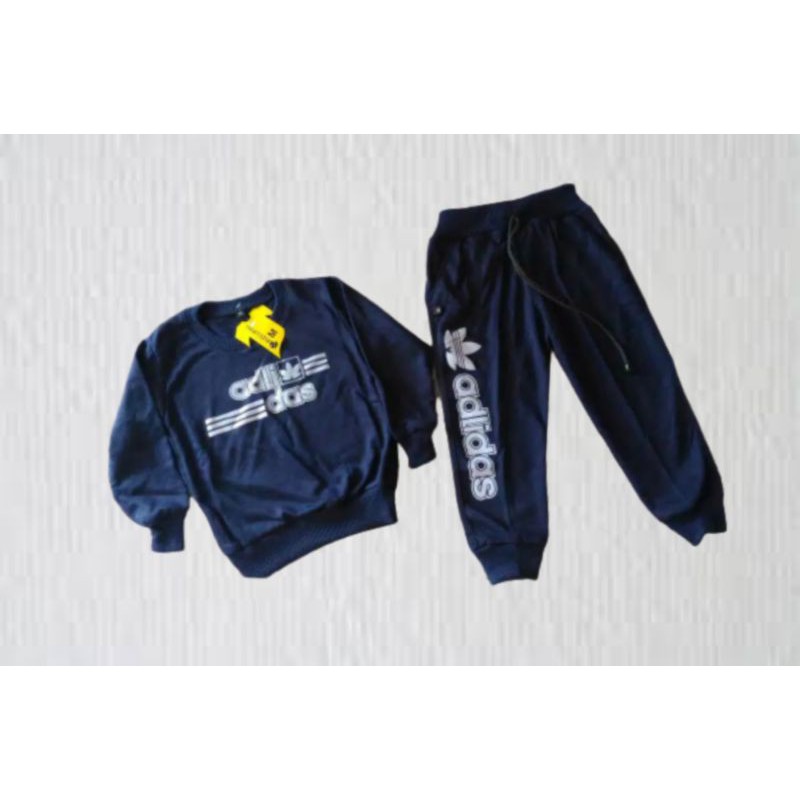 Termurah Baju Stelan Joger | Switer | Tidur Anak Warna NAVY & Merah usia 1-13thn