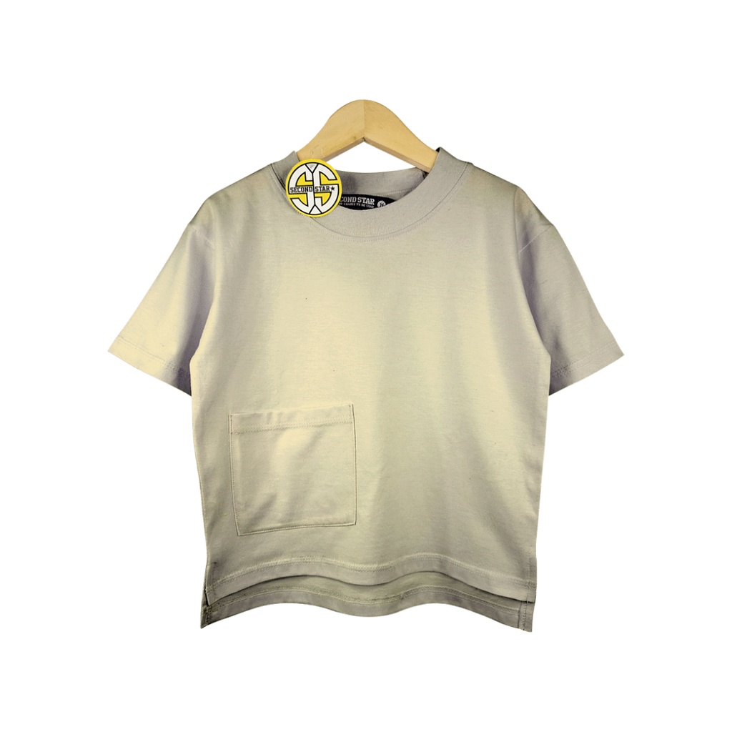 Second star - Oversize Pocket Kids Tees Kaos Polos Anak Saku Warna Pastel Katun Combed 24s Laki-laki Perempuan Unisex 1-8 tahun - Amr197