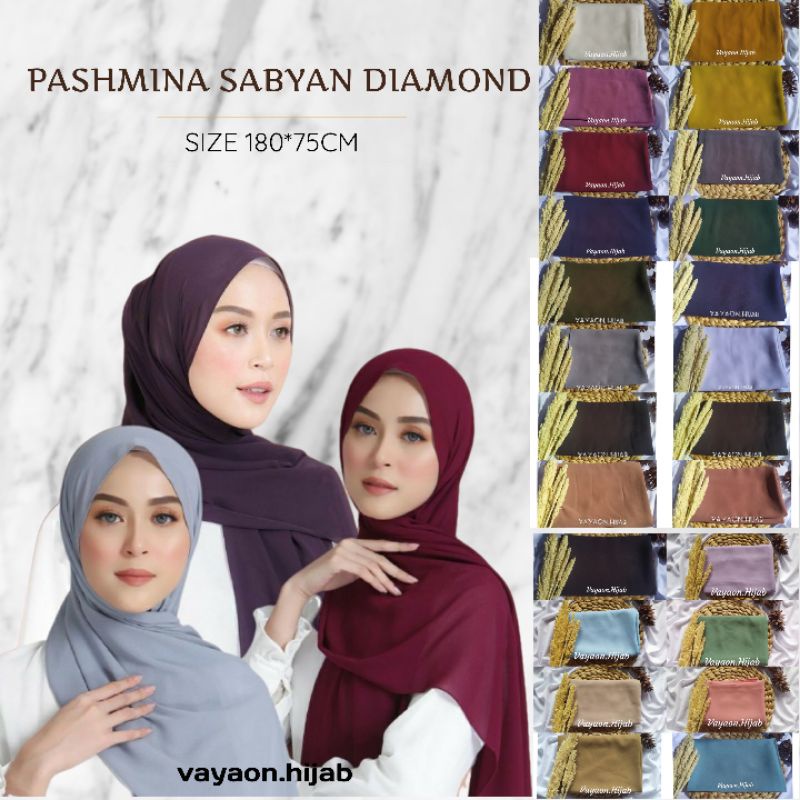 Pashmina sabyan diamond Italiano 180x75 cm terbaru termurah vayaon hijab