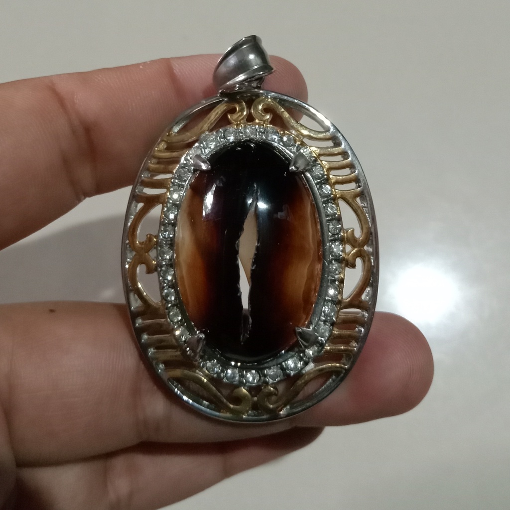 Liontin Batu Akik Motif Combong Warna Random