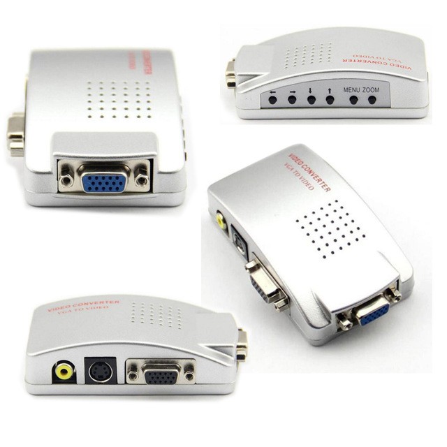 VGA to RCA / VGA Converter / RCA Converter / VGA to TV Tabung / Nyalakan Laptop di TV / Handy Cam to