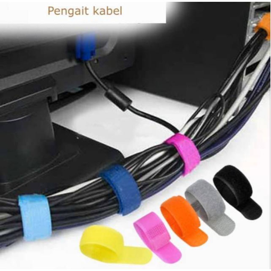 Velcro strap binder cable / pengikat kabel / klip kabel / penjepit kabel