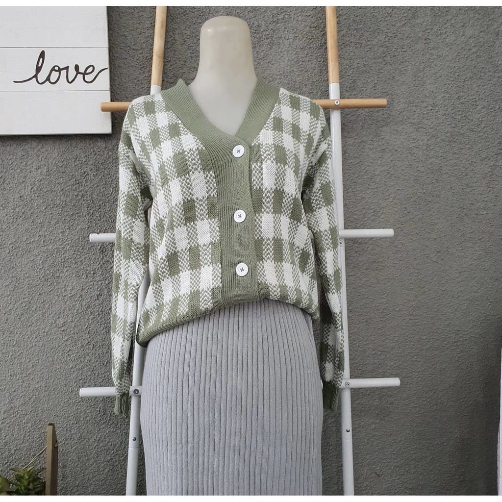 Cardigan Kotak- Kotak OVERSIZE PREMIUM /CARDYGAN WANITA