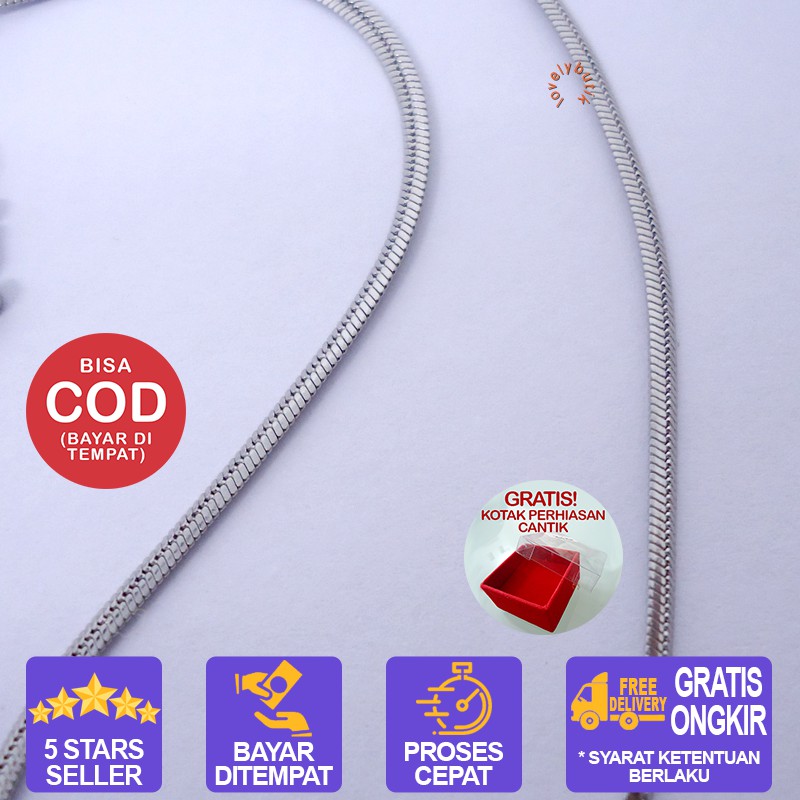 Lovelybutik Kalung Titanium Anak Anti Karat Cutie Flower Kalung Anak Uk.35 Warna Silver BONUS KOTAK PERHIASAN