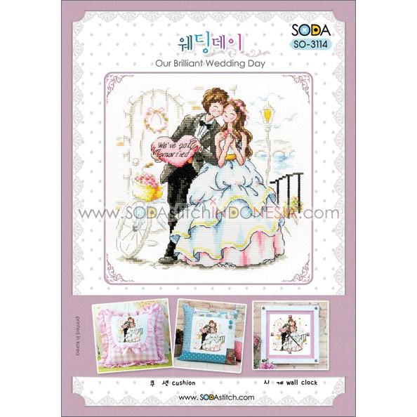 Paket DIY Craft Sulam Kristik Strimin Cross Stitch Sodastitch SO-3114 - Our Brilliant  Wedding Day