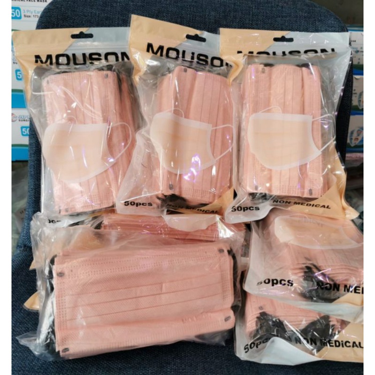 Masker Earloop Mouson Nude Pink Isi 50 Pcs
