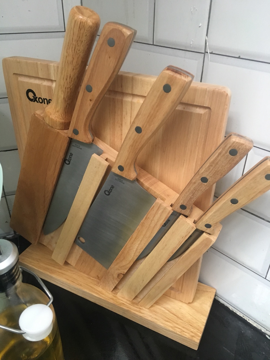 Oxone 7pcs Wooden Knife & Chop Board Set Ox-95