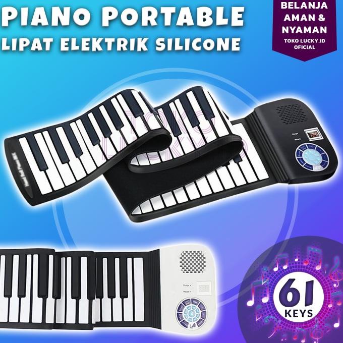 Piano Lipat Digital 61 Keys Portable Hand Roll Up Piano Silicone