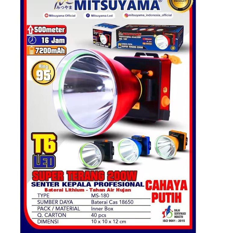 SENTER KEPALA 200 WATT MITSUYAMA MS-180 CAHAYA PUTIH 200 WATT PROFESSIONAL HEADLAMP SUPER TERANG 200