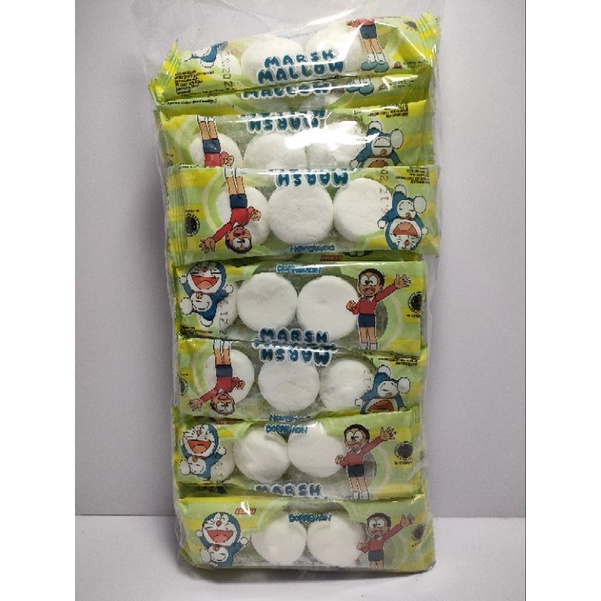 Marshmalow Doraemon Bentuk Bulat 1 Pack Isi 20 Pcs