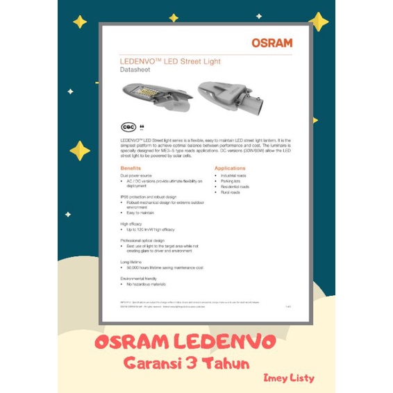 Lampu PJU LED Osram Ledenvo 90W 220V