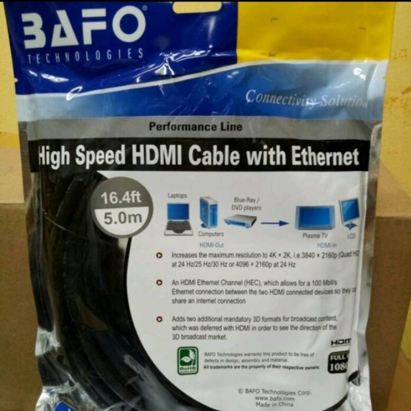 Kabel hdmi bafo 5 meter high speed v1.4 bafo original