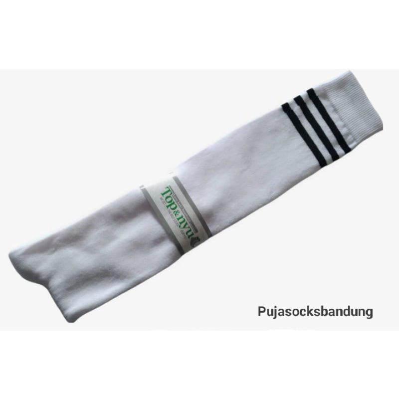 Overknee Socks Garis Strip 3 Sepaha Bahan Tebal Overknee Polos Kaos Kaki Wanita Kaos Kaki Panjang Korean Style Overknee Panjang-2