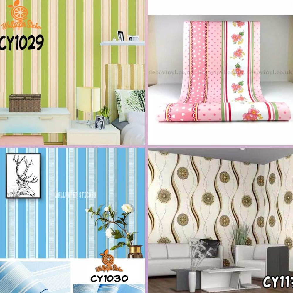 Wallpaper Stiker Motif Salur Stiker Dinding Ukuran 45 cm X 10 meter Wallpaper Kamar Tidur Aesthetic