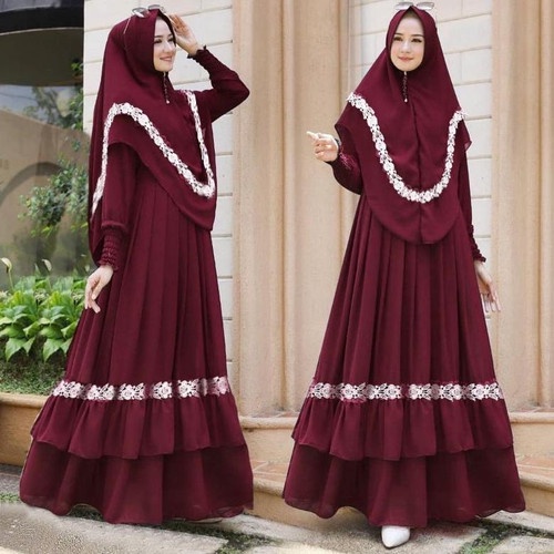 Gamis Syari Terbaru 2023 Set Khimar Embun Set Hijab Jumbo