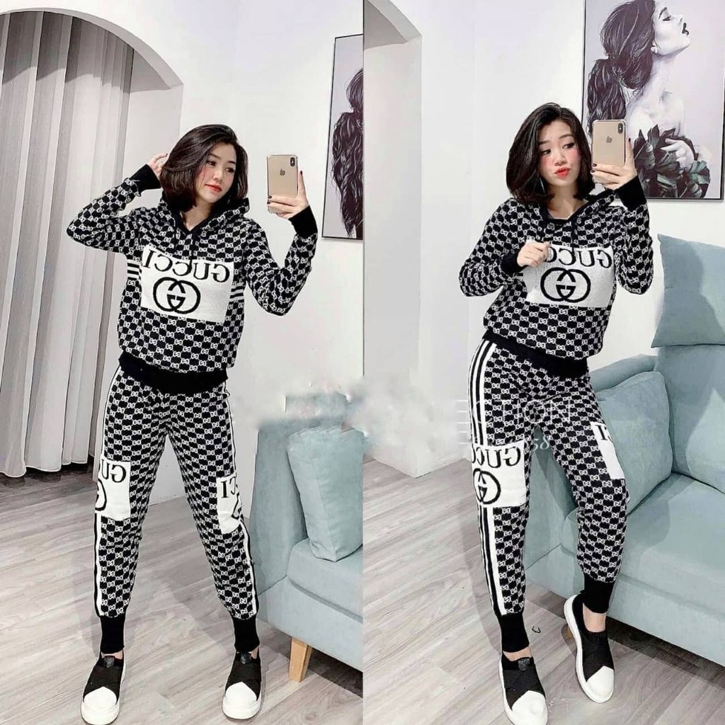 GDG Fashion Setelan Import Baju Lengan Panjang Set Celana Joger Panjang Wanita Rajut  G1120