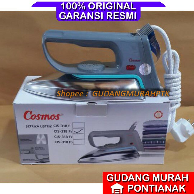 Setrika Cosmos gosokan pakaian rapi stainless stainles stainlis non stick anti lengket  CIS 318 F1